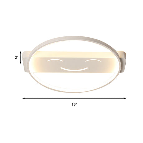White Acrylic Smiling Face Ceiling Lamp: Contemporary Flush Mount Light For Dining Room
