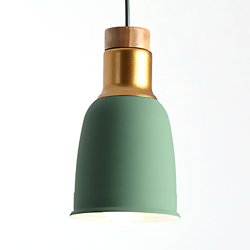 Nordic Metal Pendant Ceiling Light With Bell Hanging Design In Black/Grey/White - 1 Green