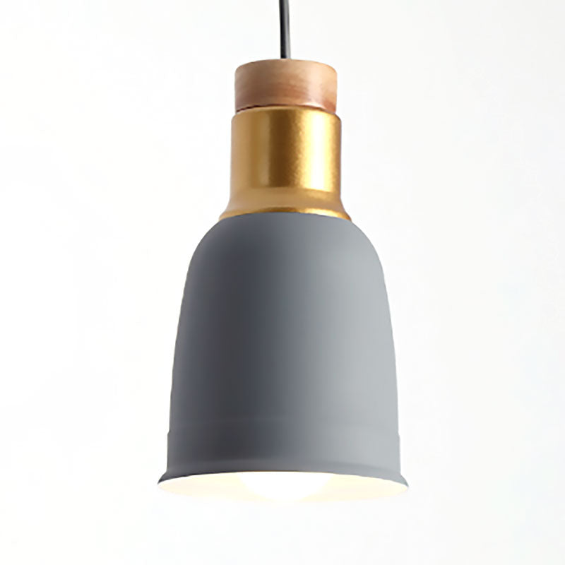 Nordic Metal Pendant Ceiling Light With Bell Hanging Design In Black/Grey/White - 1 Grey