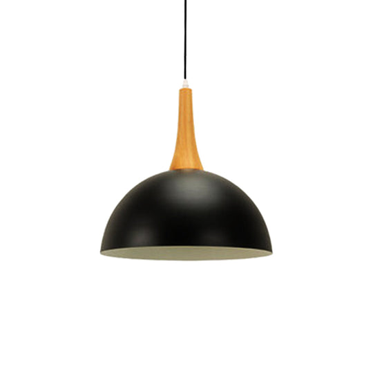 Modern Metal Hanging Lamp: Stylish 1-Light Dome In Black/White - Perfect For Meeting Rooms And