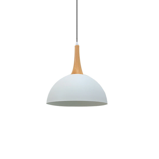 Modern Metal Hanging Lamp: Stylish 1-Light Dome In Black/White - Perfect For Meeting Rooms And