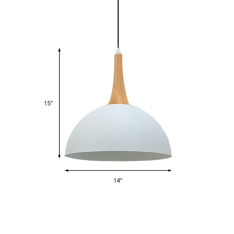 Modern Metal Hanging Lamp: Stylish 1-Light Dome In Black/White - Perfect For Meeting Rooms And