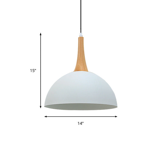 Modern Metal Hanging Lamp: Stylish 1-Light Dome In Black/White - Perfect For Meeting Rooms And