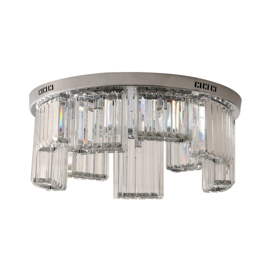 Contemporary Jagged Block Flush Mount Lamp - Clear Crystal Ceiling Light (18/23.5 W 6/9-Light) For