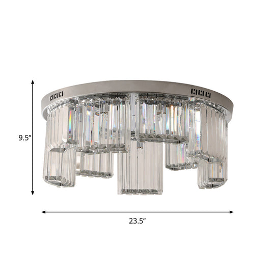 Contemporary Jagged Block Flush Mount Lamp - Clear Crystal Ceiling Light (18’/23.5’ W