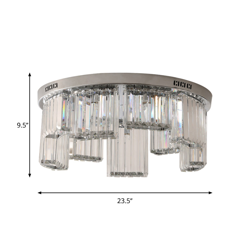 Contemporary Jagged Block Flush Mount Lamp - Clear Crystal Ceiling Light (18/23.5 W 6/9-Light) For