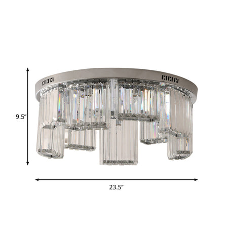 Contemporary Jagged Block Flush Mount Lamp - Clear Crystal Ceiling Light (18/23.5 W 6/9-Light) For