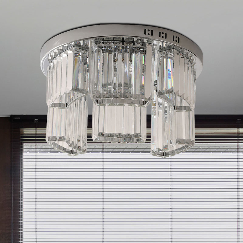 Contemporary Jagged Block Flush Mount Lamp - Clear Crystal Ceiling Light (18/23.5 W 6/9-Light) For