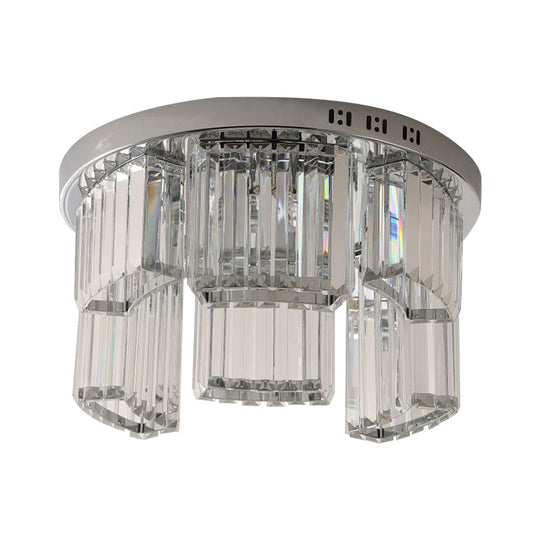 Contemporary Jagged Block Flush Mount Lamp - Clear Crystal Ceiling Light (18’/23.5’ W