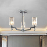 Modernist Crystal Semi Flush Ceiling Light - 3/6-Head Mount In Chrome