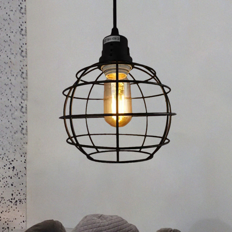 Stylish Black Metal Pendant Lamp With Global Shade - Perfect For Nautical Themes & Balcony Lighting