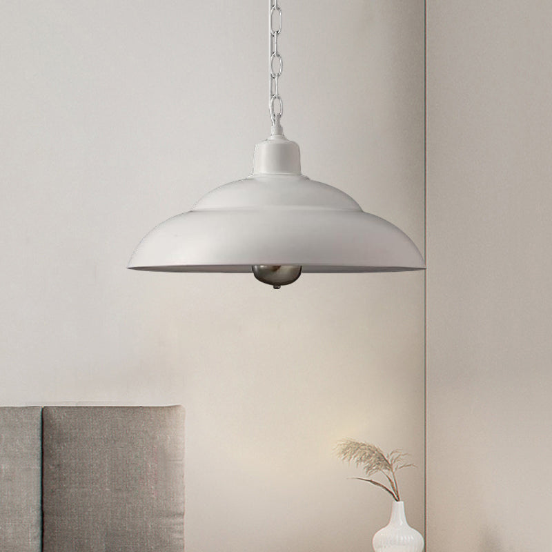 Double Bubble Hanging Lamp - Vintage Style Metallic Suspension Light In Red/White For Coffee Shop