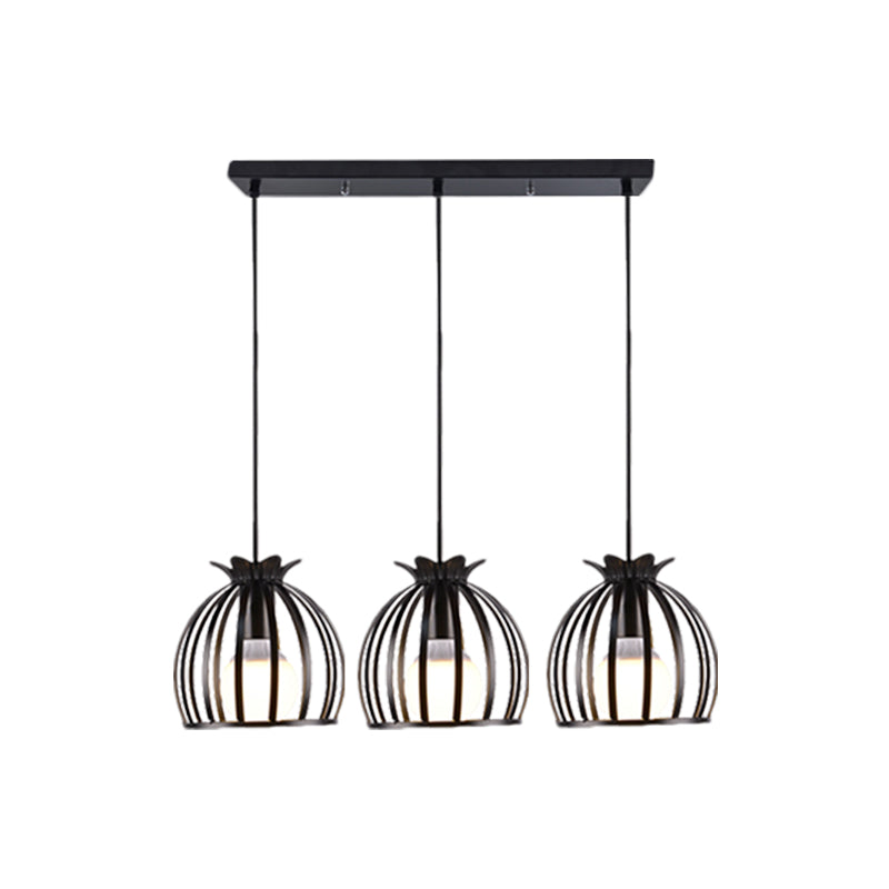 Loft Style Dome Cage Pendant Light With Hanging Head - Black/White Perfect For Living Room