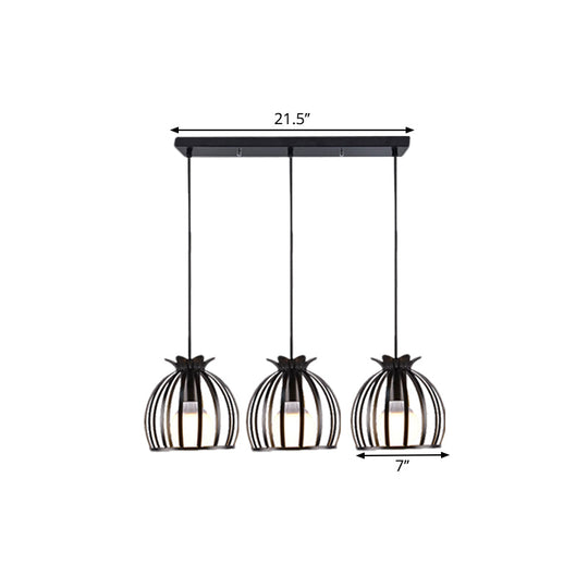 Loft Style Dome Cage Pendant Light With Hanging Head - Black/White Perfect For Living Room