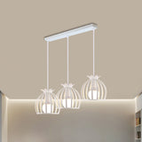 1 Industrial Loft Dome Cage Pendant Light In Black/White For Living Room