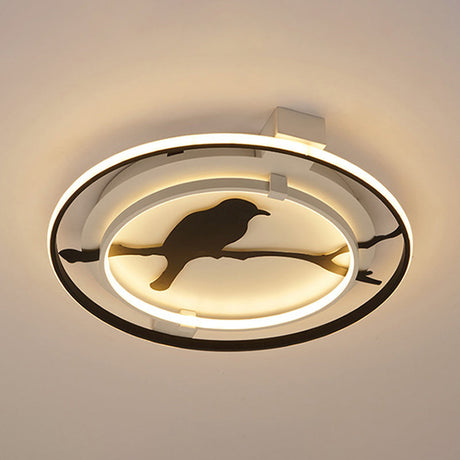 Black Acrylic Bird Ceiling Mount Light For Bathroom And Bedroom