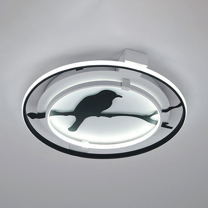 Black Acrylic Bird Ceiling Mount Light For Bathroom And Bedroom / 18 White