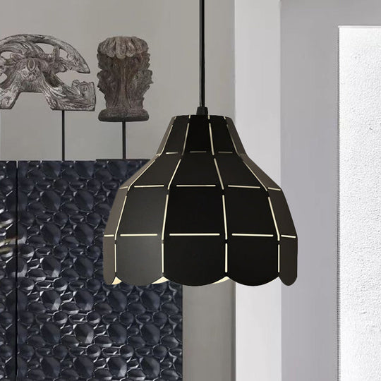 Nordic Style Metal Dome Pendant Light - Black/Grey/White | One Bulb Hanging Lamp For Dining Room