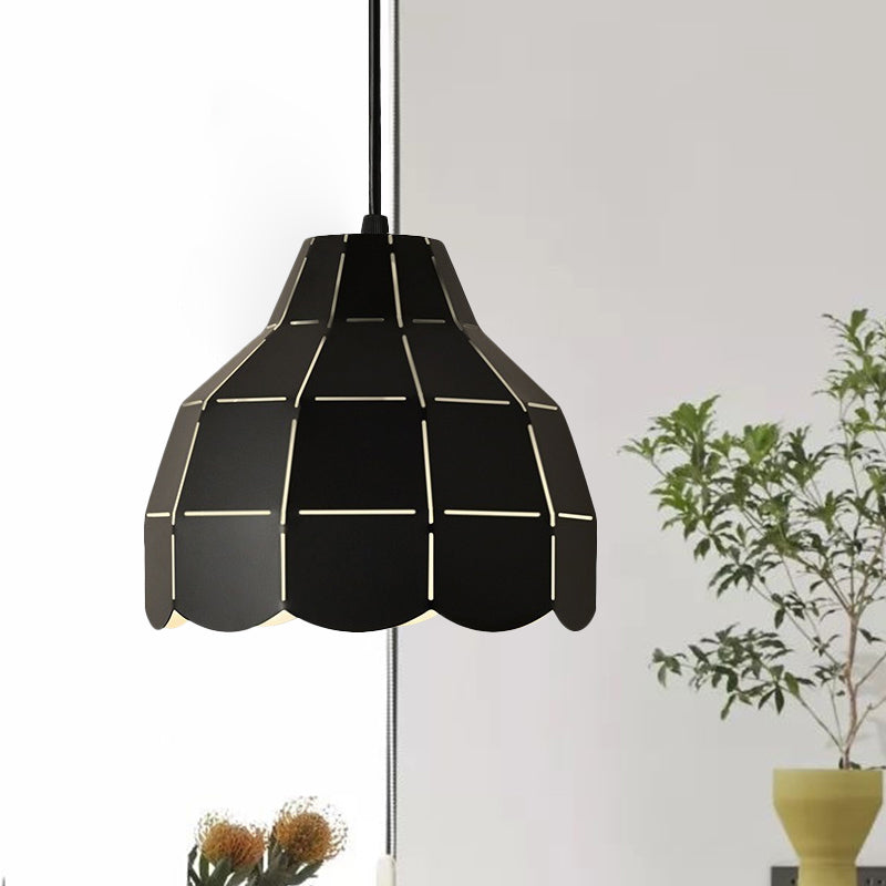 Nordic Style Metal Dome Pendant Light - Black/Grey/White | One Bulb Hanging Lamp For Dining Room