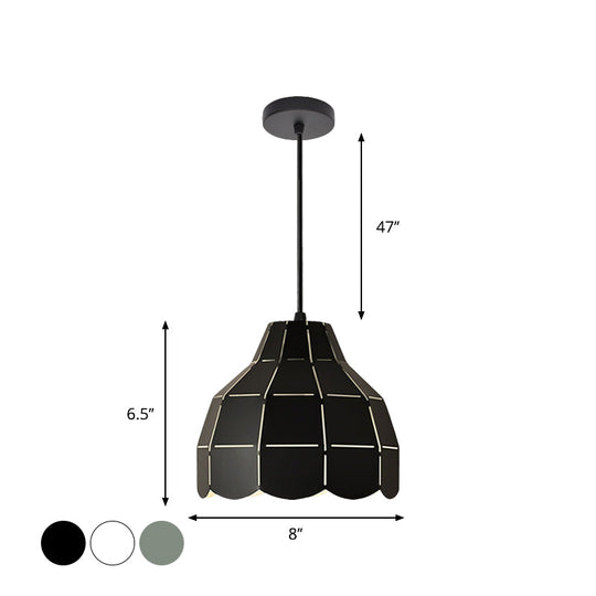 Nordic Style Metal Dome Pendant Light - Black/Grey/White | One Bulb Hanging Lamp For Dining Room