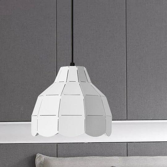 Nordic Style Metal Dome Pendant Light - Black/Grey/White | One Bulb Hanging Lamp For Dining Room