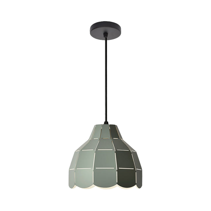 Nordic Style Metal Dome Pendant Light - Black/Grey/White | One Bulb Hanging Lamp For Dining Room