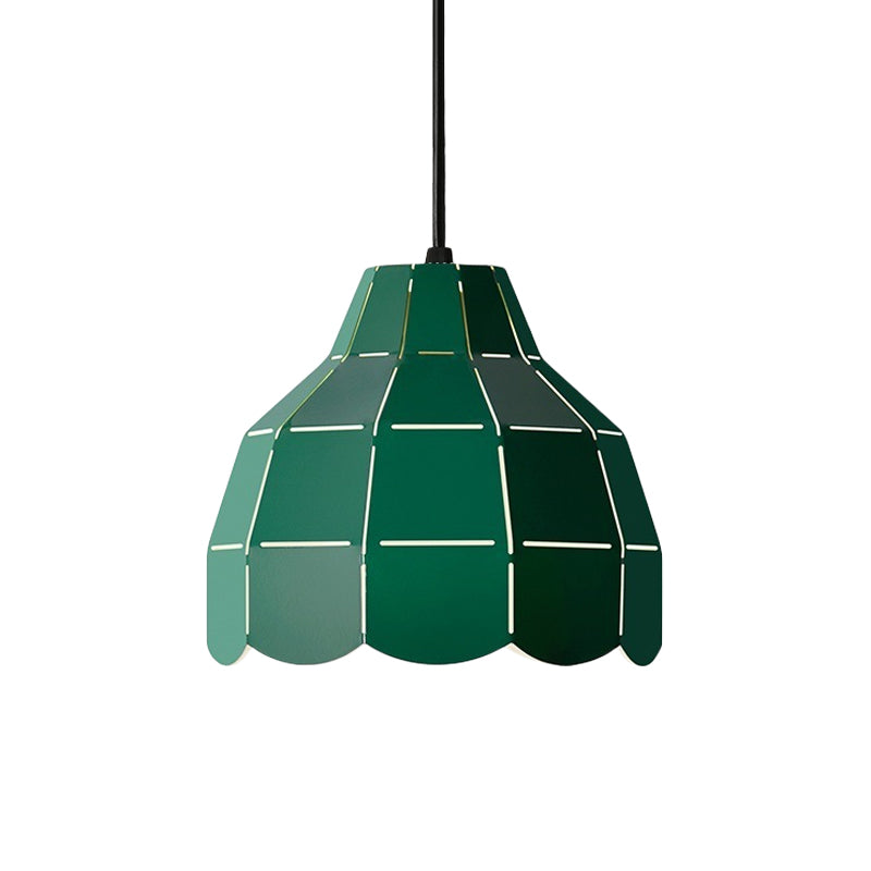 Macaron Metal Dome Pendant Light: Chic 1-Light Hanging Fixture With Scallop Design In