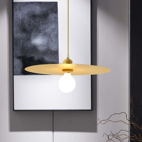 Macaron Pendant Light With Metal Disc Shade - Single Bulb Multi-Color Options