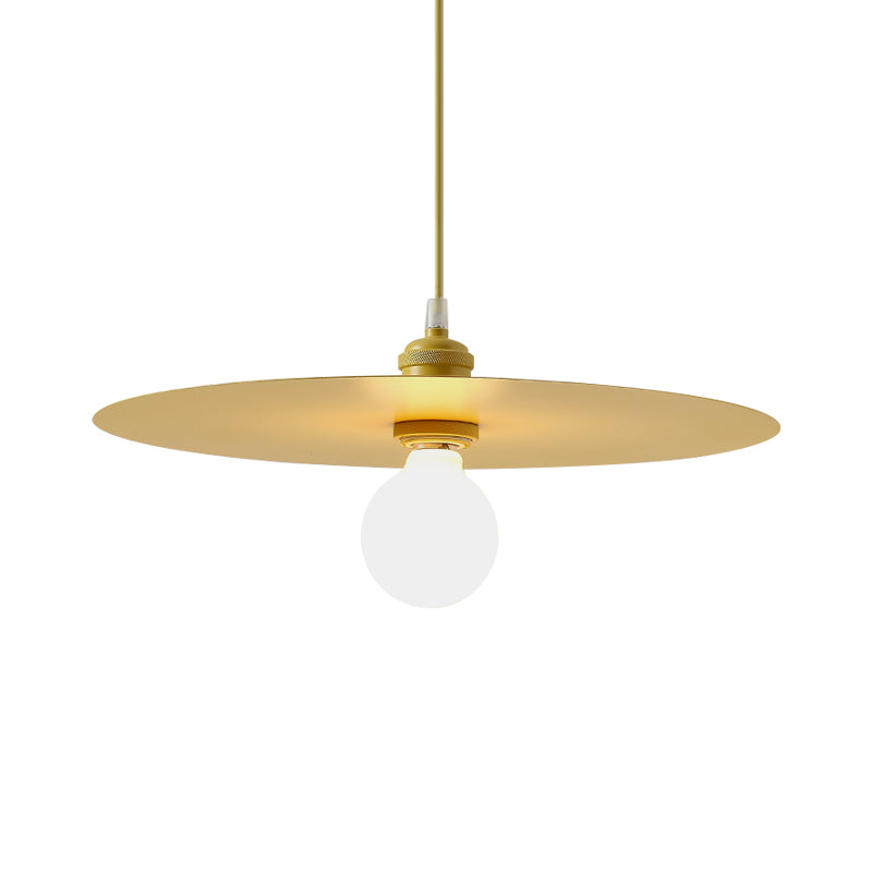 Macaron Pendant Light With Metal Disc Shade - Single Bulb Multi-Color Options