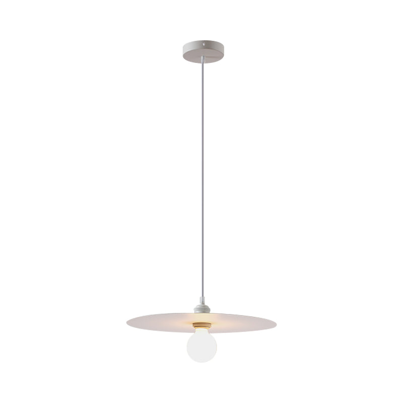 Macaron Pendant Light With Metal Disc Shade - Single Bulb Multi-Color Options White