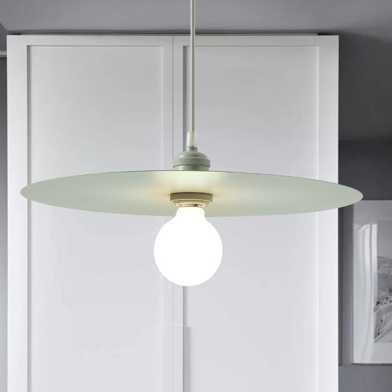 Macaron Pendant Light With Metal Disc Shade - Single Bulb Multi-Color Options Green