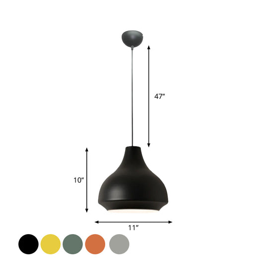 Plafonnier suspendu contemporain en métal en forme de gourde - 1 lampe - Gris/noir/jaune