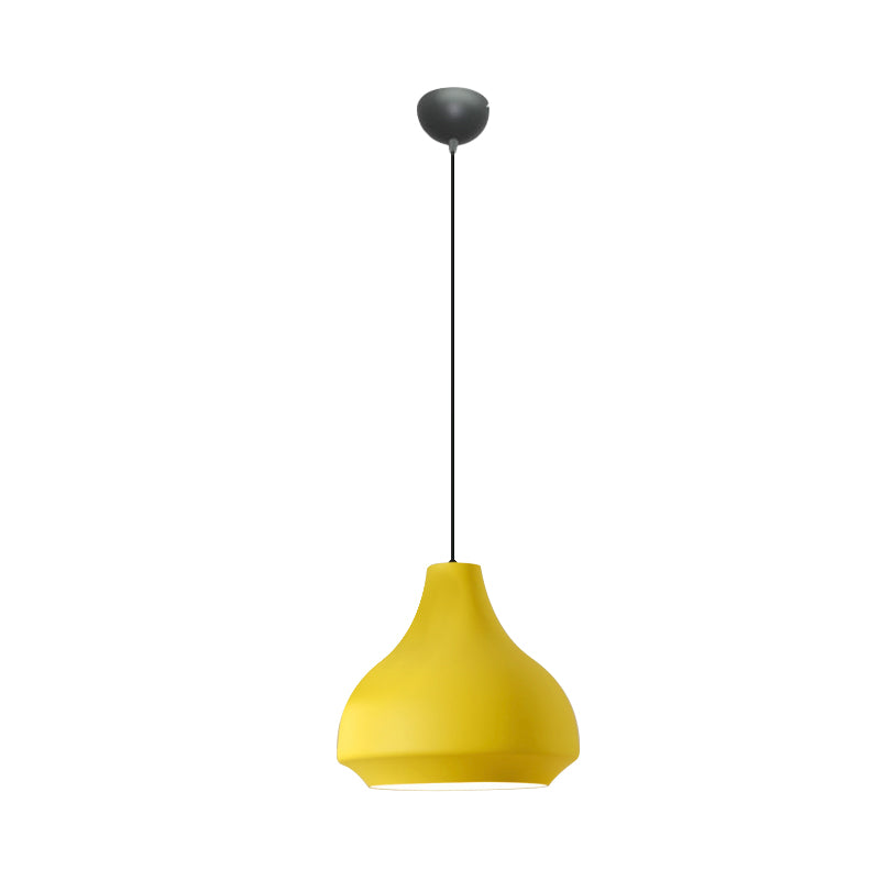 Plafonnier suspendu contemporain en métal en forme de gourde - 1 lampe - Gris/noir/jaune