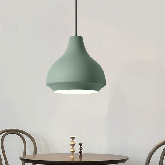 Plafonnier suspendu contemporain en métal en forme de gourde - 1 lampe - Gris/noir/jaune