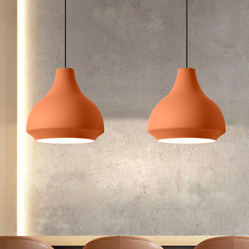 Plafonnier suspendu contemporain en métal en forme de gourde - 1 lampe - Gris/noir/jaune