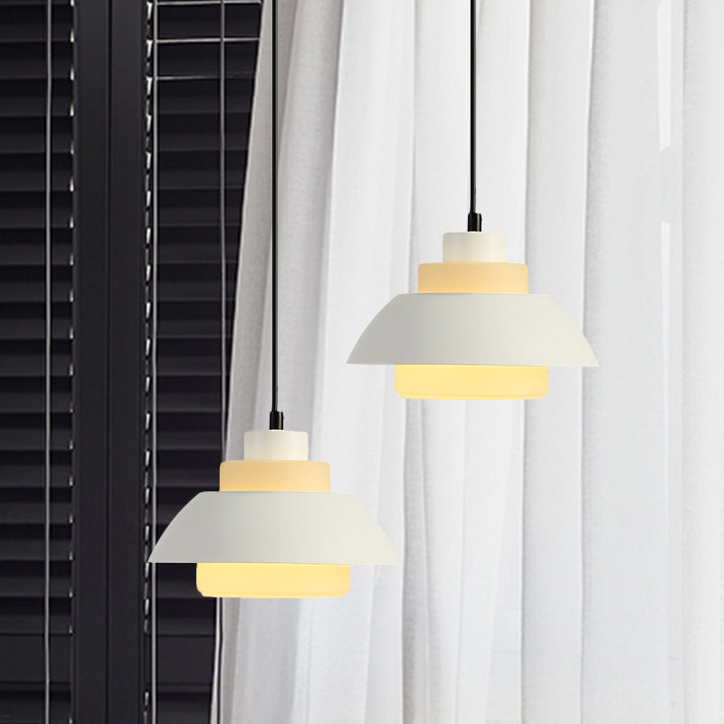 Modern Black/White Flared Shade Pendant Lamp: Macaron Stylish 1 Light Metallic Lighting For Dining