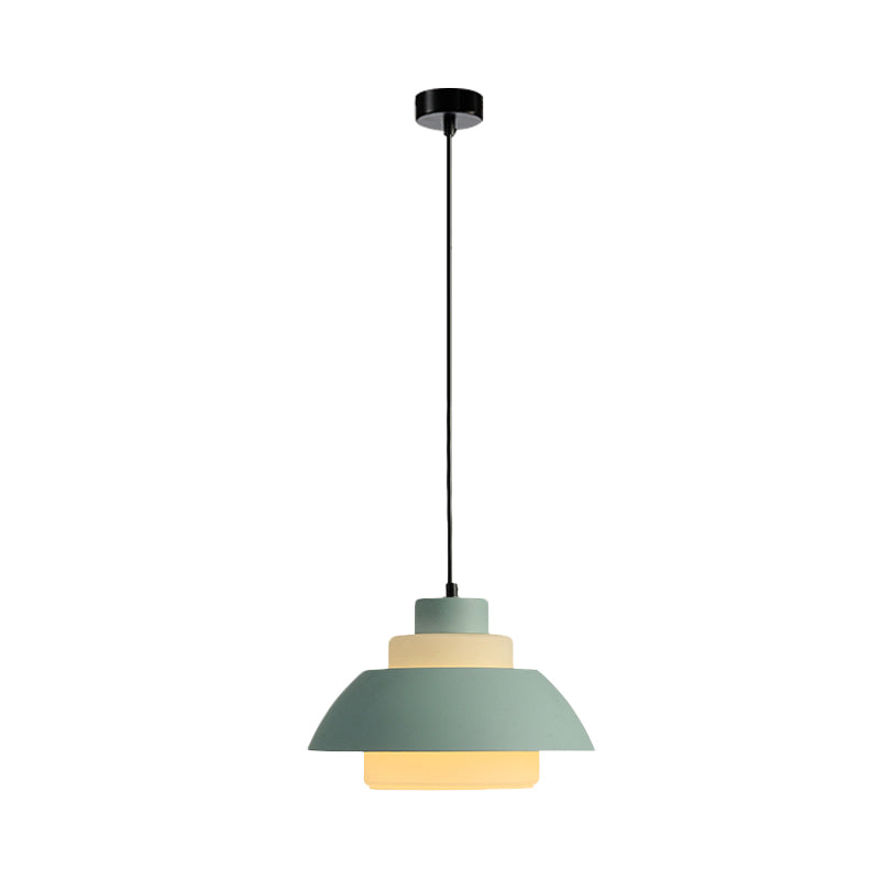 Modern Black/White Flared Shade Pendant Lamp: Macaron Stylish 1 Light Metallic Lighting For Dining