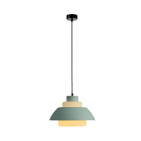 Modern Black/White Flared Shade Pendant Lamp: Macaron Stylish 1 Light Metallic Lighting For Dining