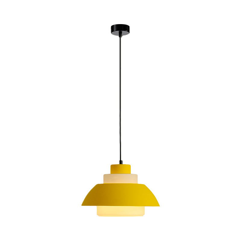 Modern Black/White Flared Shade Pendant Lamp: Macaron Stylish 1 Light Metallic Lighting For Dining