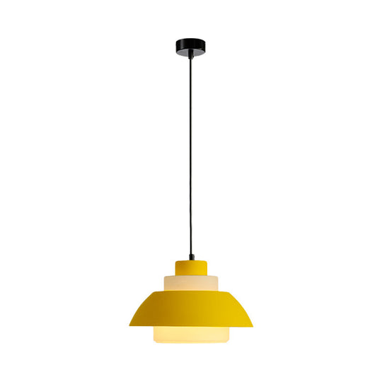 Modern Black/White Flared Shade Pendant Lamp: Macaron Stylish 1 Light Metallic Lighting For Dining