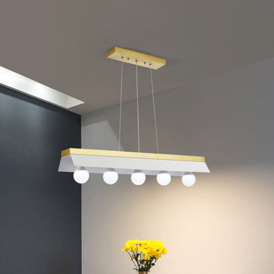 Modern Wood Island Billiard Light With Black/White Shade - 3 Or 5 Lights For Restaurant