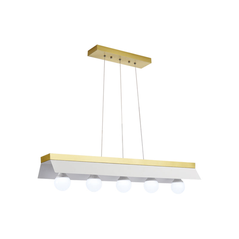 Modern Wood Island Billiard Light With Black/White Shade - 3 Or 5 Lights For Restaurant