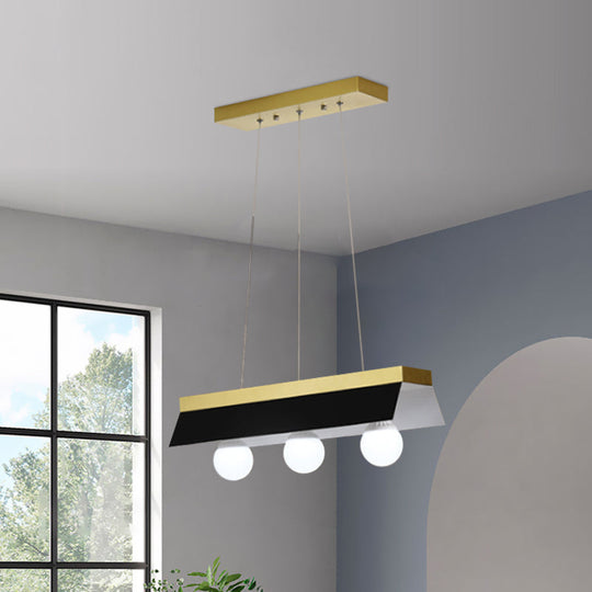 Modern Wood Island Billiard Light With Black/White Shade - 3 Or 5 Lights For Restaurant