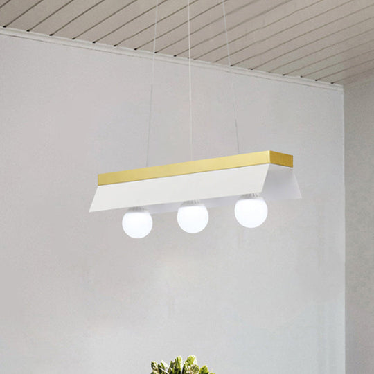 Modern Wood Island Billiard Light With Black/White Shade - 3 Or 5 Lights For Restaurant