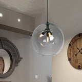 Contemporary Clear Glass Mini Chandelier Triple Head Pendant Black/Gold Finish Black