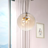 Contemporary Clear Glass Mini Chandelier Triple Head Pendant Black/Gold Finish Gold