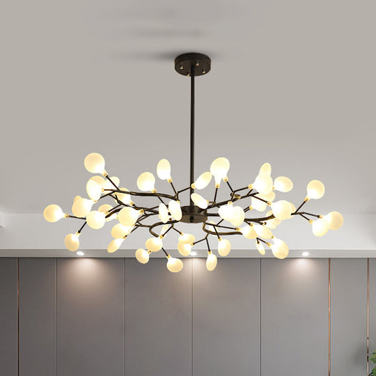 Frosted Black Branch Chandelier - Modern Metallic Suspended Light For Restaurant 54 /