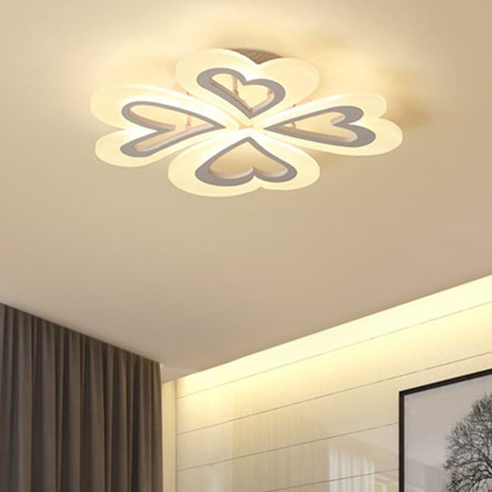 Child Bedroom Heart Petal Ceiling Light - Acrylic Flushmount Pretty & Practical White / 18’