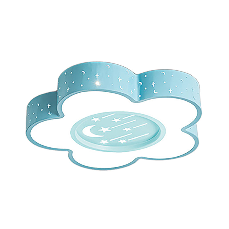 Children’s Hollow Flower Led Ceiling Mount Light With Moon And Star Cartoon Design