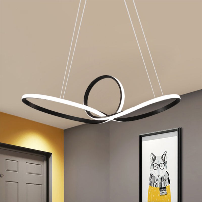 Modern Led Pendant Light - Minimalist Cycle Chandelier For Restaurant Warm/White Black/White